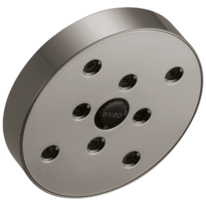 Brizo Essential™ Shower: 5″ Linear Round H2OKinetic® Single Function Wall Mount Showerhead In Brilliance Black Onyx