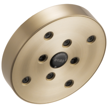 Brizo Essential™ Shower: 5" Linear Round H<sub>2</sub>Okinetic<sup>®</sup> Single Function Wall Mount Showerhead In Luxe Gold