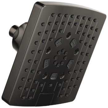 Brizo Essential™ Shower: 7" Linear Square H2Okinetic® Multi-Function Wall Mount Shower Head - 2.5 GPM In Brilliance Black Onyx