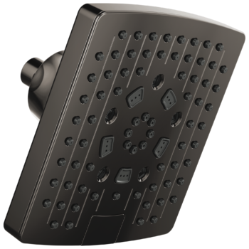 Brizo Essential™ Shower: 7” Linear Square H<sub>2</sub>Okinetic<sup>®</sup> Multi-Function Wall Mount Showerhead In Brilliance Black Onyx
