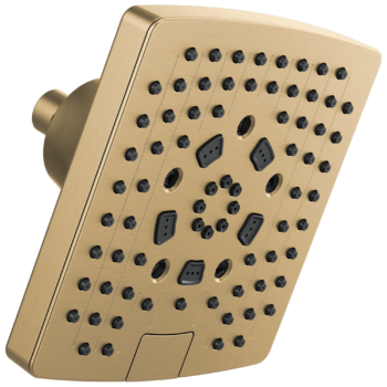Brizo Essential™ Shower: 7" Linear Square H2Okinetic® Multi-Function Wall Mount Shower Head - 2.5 GPM In Luxe Gold