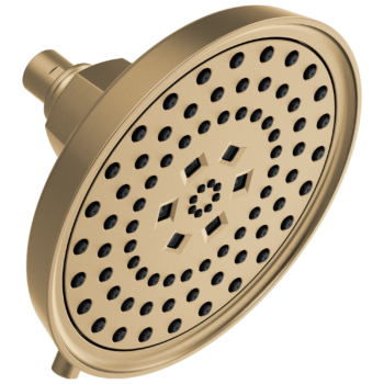 Brizo Invari®: 7 5/8” H2Okinetic® Round Multi-Function Shower Head - 2.5 GPM In Luxe Gold