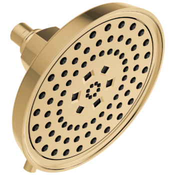 Brizo Invari®: 7 5/8” H2Okinetic® Round Multi-Function Shower Head - 2.5 GPM In Polished Gold