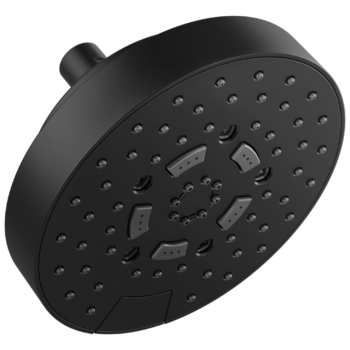 Brizo Essential™ Shower: 7" Linear Round H2Okinetic® Multi-Function Wall Mount Shower Head - 2.5 GPM In Matte Black