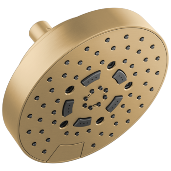 Brizo Essential™ Shower: 7" Linear Round H2Okinetic® Multi-Function Wall Mount Shower Head - 2.5 GPM In Luxe Gold
