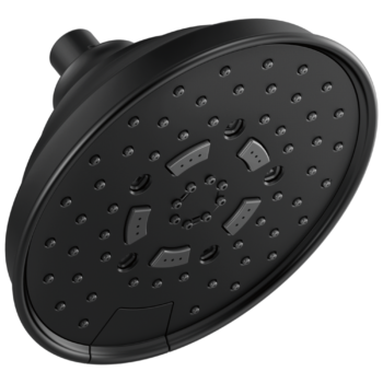 Brizo Essential™ Shower: 7" Classic Round H2Okinetic® Multi-Function Wall Mount Shower Head - 2.5 GPM In Matte Black