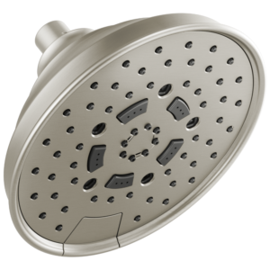 Brizo Essential™ Shower: 7″ Classic Round H2Okinetic® Multi-Function Wall Mount Shower Head – 1.75 GPM In Luxe Nickel