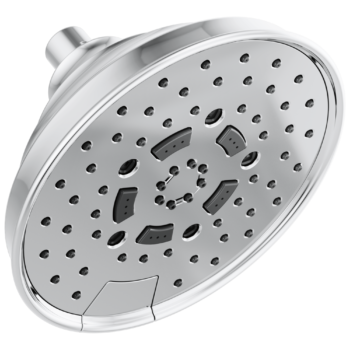 Brizo Essential™ Shower: 7" Classic Round H2Okinetic® Multi-Function Wall Mount Shower Head - 2.5 GPM In Chrome
