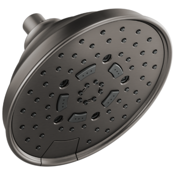 Brizo Essential™ Shower: 7" Classic Round H2Okinetic® Multi-Function Wall Mount Shower Head - 2.5 GPM In Luxe Steel
