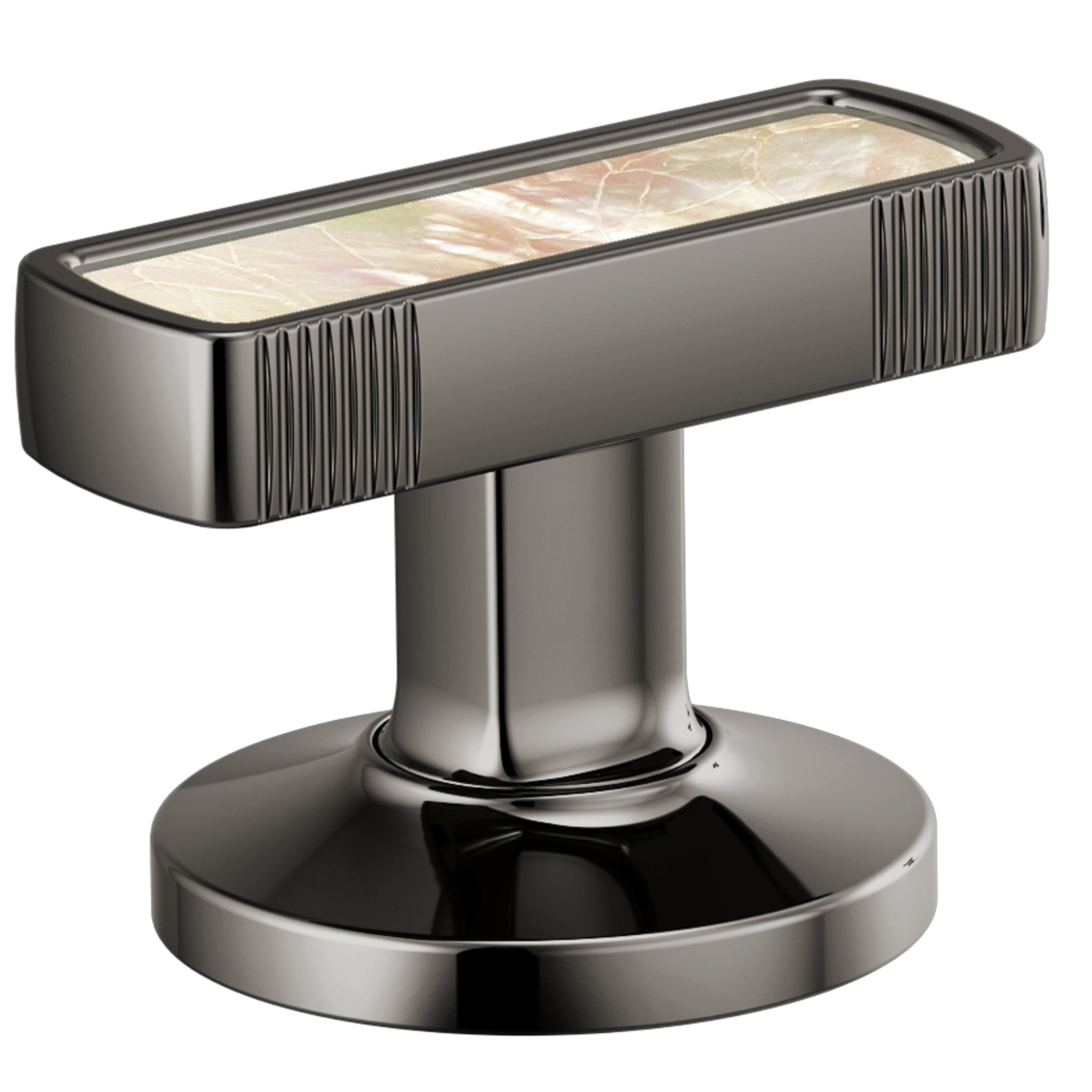 Brizo Kintsu®: Widespread Lavatory Knob with Mother of Pearl Inlay Handle Kit In Brilliance Black Onyx