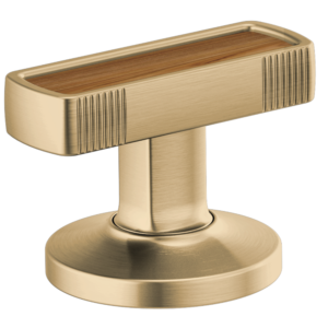 Brizo Kintsu®: Widespread Lavatory Knob with Wood Inlay Handle Kit In Luxe Gold
