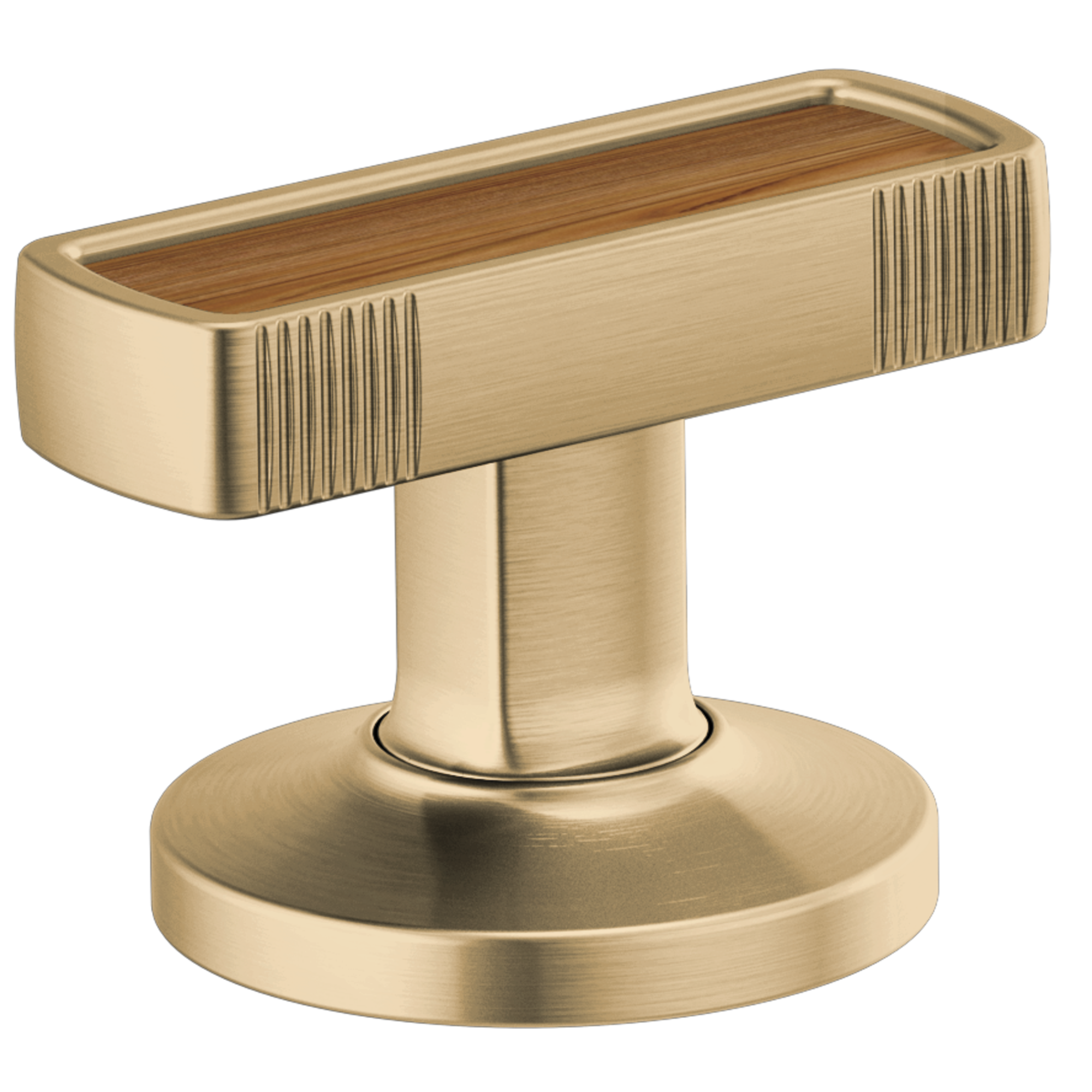 Brizo Kintsu®: Widespread Lavatory Knob with Wood Inlay Handle Kit In Luxe Gold