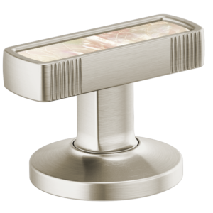 Brizo Kintsu®: Widespread Lavatory Knob with Mother of Pearl Inlay Handle Kit In Luxe Nickel