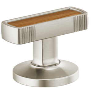 Brizo Kintsu®: Widespread Lavatory Knob with Wood Inlay Handle Kit In Luxe Nickel