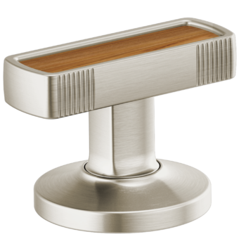 Brizo Kintsu®: Widespread Lavatory Knob with Wood Inlay Handle Kit In Luxe Nickel