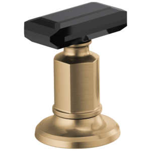 Brizo Invari®: Widespread Lavatory Black Crytal Knob Handle Kit In Luxe Gold / Black Crystal