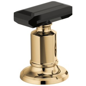 Brizo Invari®: Widespread Lavatory Black Crytal Knob Handle Kit In Polished Gold / Black Crystal