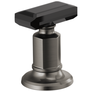 Brizo Invari®: Widespread Lavatory Black Crytal Knob Handle Kit In Luxe Steel / Black Crystal