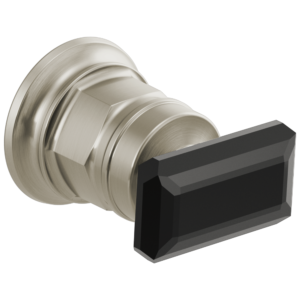 Brizo Invari®: Wall Mount Lavatory Black Crystal Knob Handle Kit In Luxe Nickel / Black Crystal