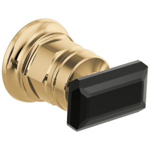 Brizo Invari®: Wall Mount Lavatory Black Crystal Knob Handle Kit In Polished Gold / Black Crystal