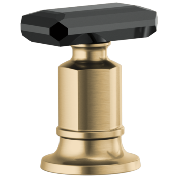Brizo Invari®: Roman Tub Faucet Black Crystal Knob Handle Kit In Luxe Gold / Black Crystal