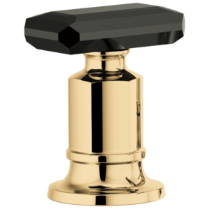 Brizo Invari®: Roman Tub Faucet Black Crystal Knob Handle Kit In Polished Gold / Black Crystal
