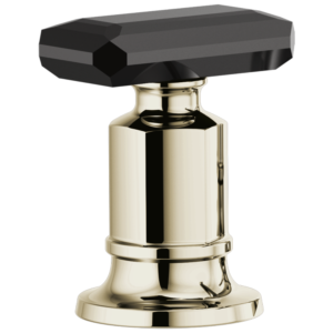 Brizo Invari®: Roman Tub Faucet Black Crystal Knob Handle Kit In Polished Nickel