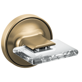 Brizo Allaria™: Two-Handle Wall Mount Tub Filler Knob Handle Kit In Luxe Gold / Clear Acrylic