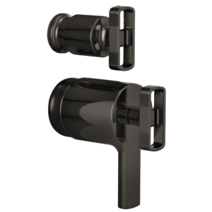 Brizo Kintsu®: TempAssure® Thermostatic Valve with Diverter Trim Knob Handle Kit In Brilliance Black Onyx