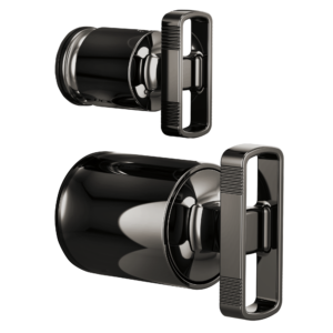 Brizo Kintsu®: Pressure Balance Valve with Integrated Diverter Trim Knob Handle Kit In Brilliance Black Onyx