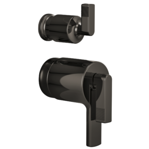 Brizo Kintsu®: TempAssure® Thermostatic Valve with Integrated Diverter Trim Lever Handle Kit In Brilliance Black Onyx