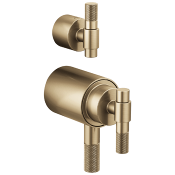 Brizo Litze®: TempAssure® Thermostatic Valve With Integrated Diverter T-Lever Handle Kit In Luxe Gold