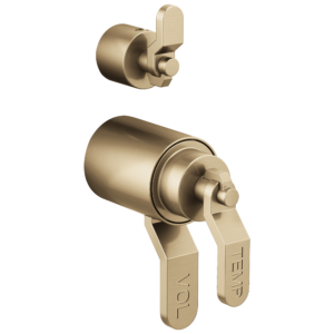 Brizo Litze®: TempAssure® Thermostatic Valve With Integrated Diverter Industrial Lever Handle Kit In Luxe Gold