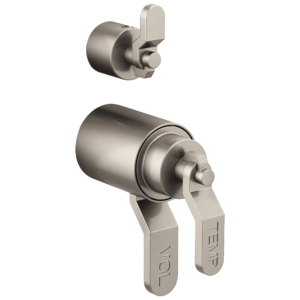 Brizo Litze®: TempAssure® Thermostatic Valve With Integrated Diverter Industrial Lever Handle Kit In Luxe Nickel