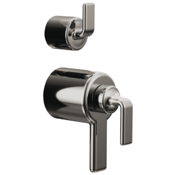 Brizo Allaria™: TempAssure® Thermostatic Valve Trim with Integrated Diverter Trim Twist Lever Handle Kit In Brilliance Black Onyx