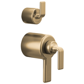 Brizo Allaria™: TempAssure® Thermostatic Valve Trim with Integrated Diverter Trim Twist Lever Handle Kit In Luxe Gold