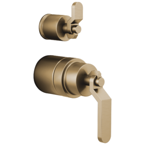 Brizo Litze®: Pressure Balance Valve with Integrated Diverter Trim Industrial Lever Handle Kit In Luxe Gold