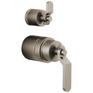 Brizo Litze®: Pressure Balance Valve with Integrated Diverter Trim Industrial Lever Handle Kit In Luxe Nickel