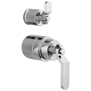 Brizo Litze®: Pressure Balance Valve with Integrated Diverter Trim Industrial Lever Handle Kit In Chrome