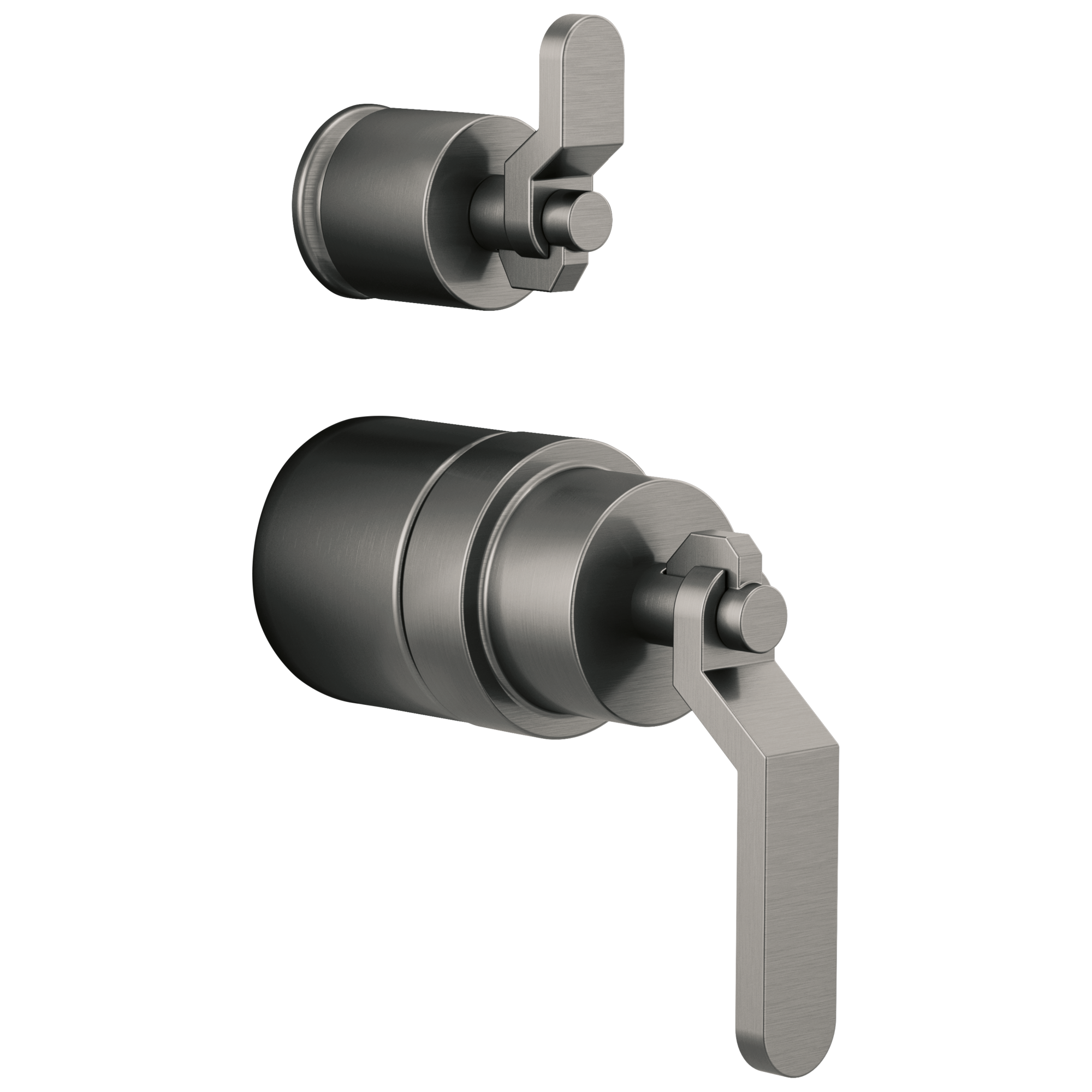 Brizo Litze®: Pressure Balance Valve with Integrated Diverter Trim Industrial Lever Handle Kit In Luxe Steel
