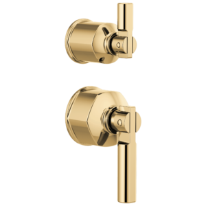 Brizo Invari®: Pressure Balance Valve with Integrated Diverter Trim Lever Handle Kit In Polished Gold