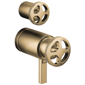 Brizo Litze®: TempAssure® Thermostatic Valve with Integrated Diverter Wheel Handle Kit In Luxe Gold
