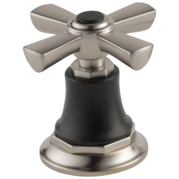 Brizo Rook®: Roman Tub Faucet Cross Handle Kit In Luxe Nickel / Matte Black