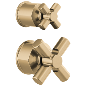 Brizo Invari®: Pressure Balance Valve with Integrated Diverter Trim Cross Handle Kit In Luxe Gold