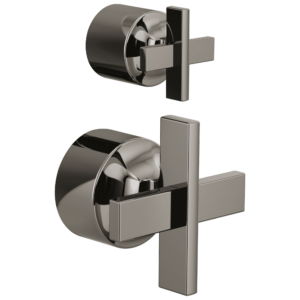 Brizo Levoir™: Pressure Balance Valve with Integrated Diverter Trim Cross Handle Kit In Brilliance Black Onyx