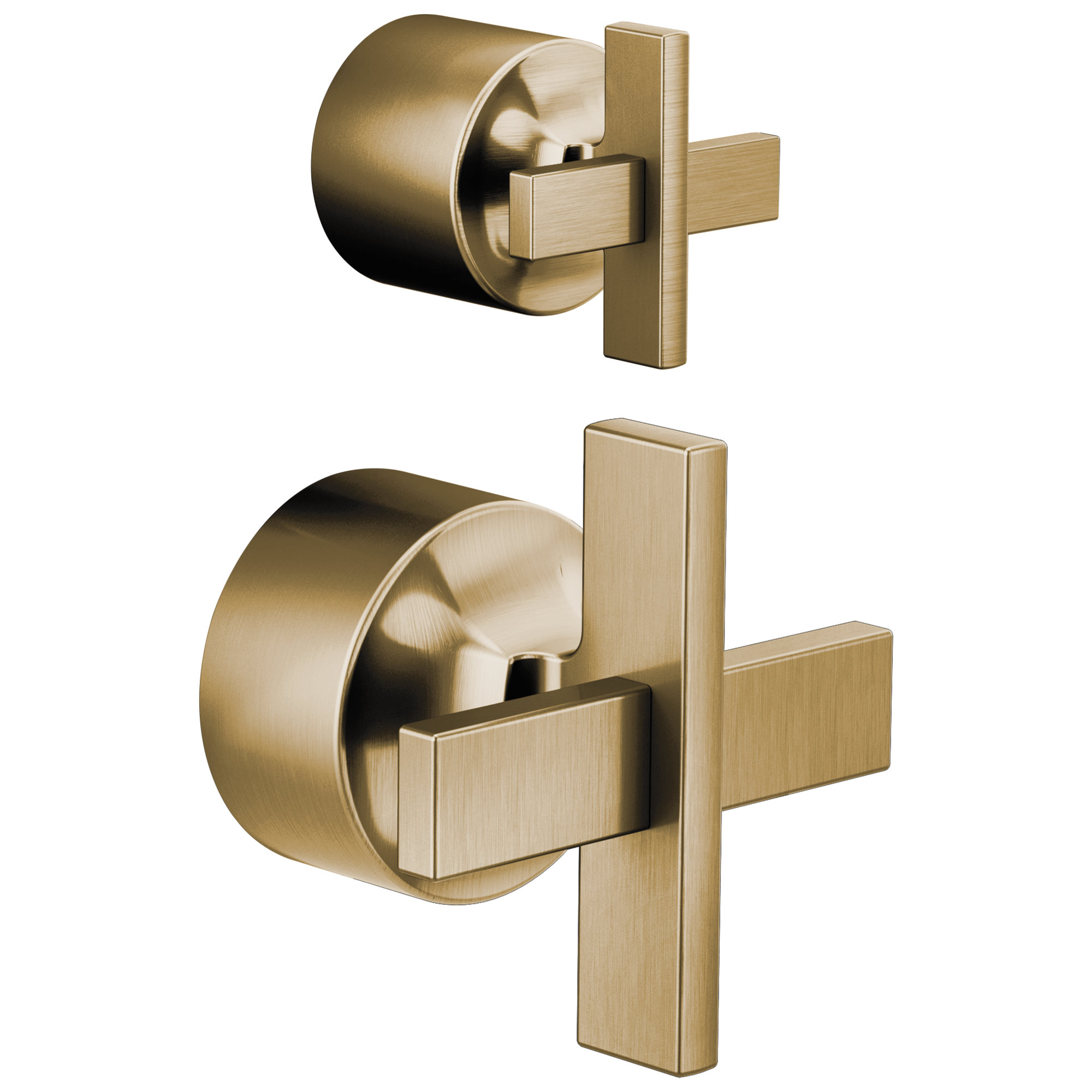 Brizo Levoir™: Pressure Balance Valve with Integrated Diverter Trim Cross Handle Kit In Luxe Gold