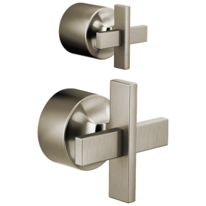 Brizo Levoir™: Pressure Balance Valve with Integrated Diverter Trim Cross Handle Kit In Luxe Nickel