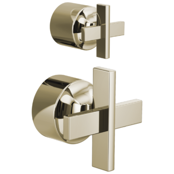 Brizo Levoir™: Pressure Balance Valve with Integrated Diverter Trim Cross Handle Kit In Polished Nickel