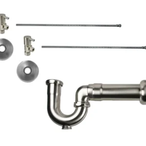 Mountain Plumbing Lavatory Supply Kit – Contemporary Lever Handle with 1/4 Turn Ceramic Disc Cartridge Valve (MT5003L-NL) – Angle, Massachusetts P-Trap In Brushed Stainless Steel