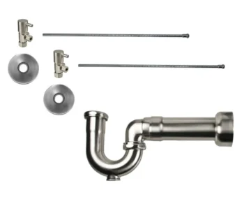 Mountain Plumbing Lavatory Supply Kit - Contemporary Lever Handle with 1/4 Turn Ceramic Disc Cartridge Valve (MT5003L-NL) - Angle, Massachusetts P-Trap In Brushed Nickel